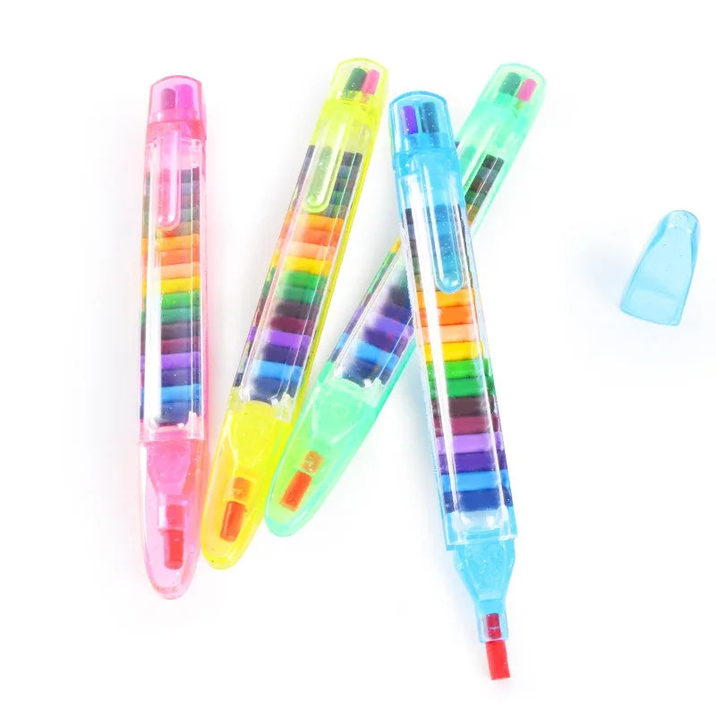20-Color Wax Crayons for Kids – Drawing & Art Graffiti Pens