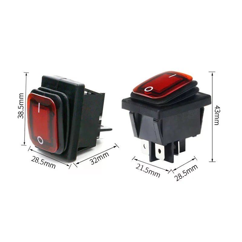 KCD4 Waterproof 6-Pin Rocker Switch 250V/125V AC 3-Level