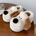 Fluffy Dog Slippers – Warm Furry Animal Slide Shoes for Women