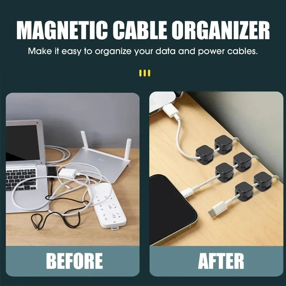 Magnetic Cable Organizer Clips | Desk Cable Management 1–10 Pcs
