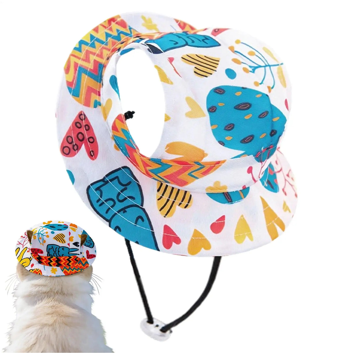 Adjustable Pet Sun Hat for Cats & Small Dogs | UV Brim
