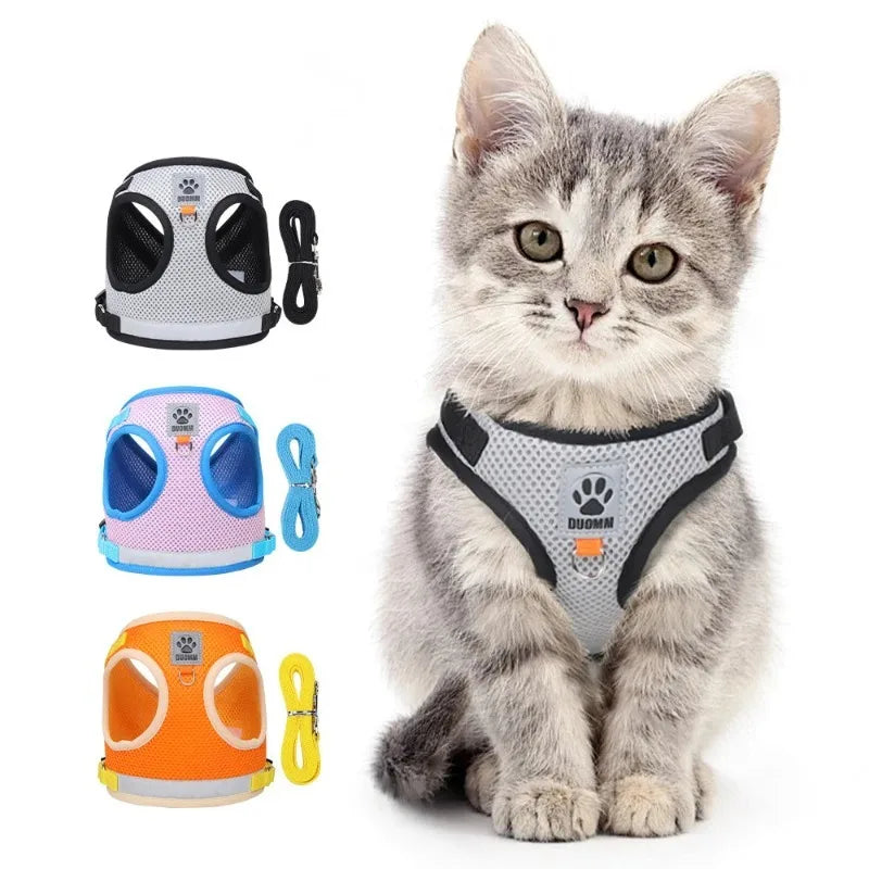 Reflective Mesh Pet Harness & Leash Set – Cats & Small Dogs