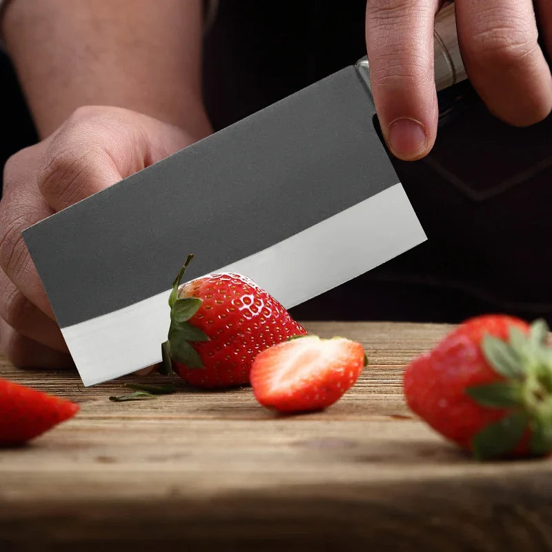 Forged Stainless Steel Cleaver – Wood Handle Chef Knife