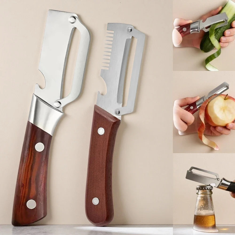 2-Pack Stainless Steel Vegetable Peeler with Bottle Opener