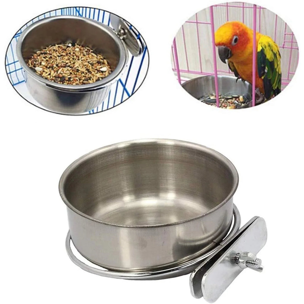 6-Pack Clamp-On Stainless Steel Bird Feeder Bowls & Spoons