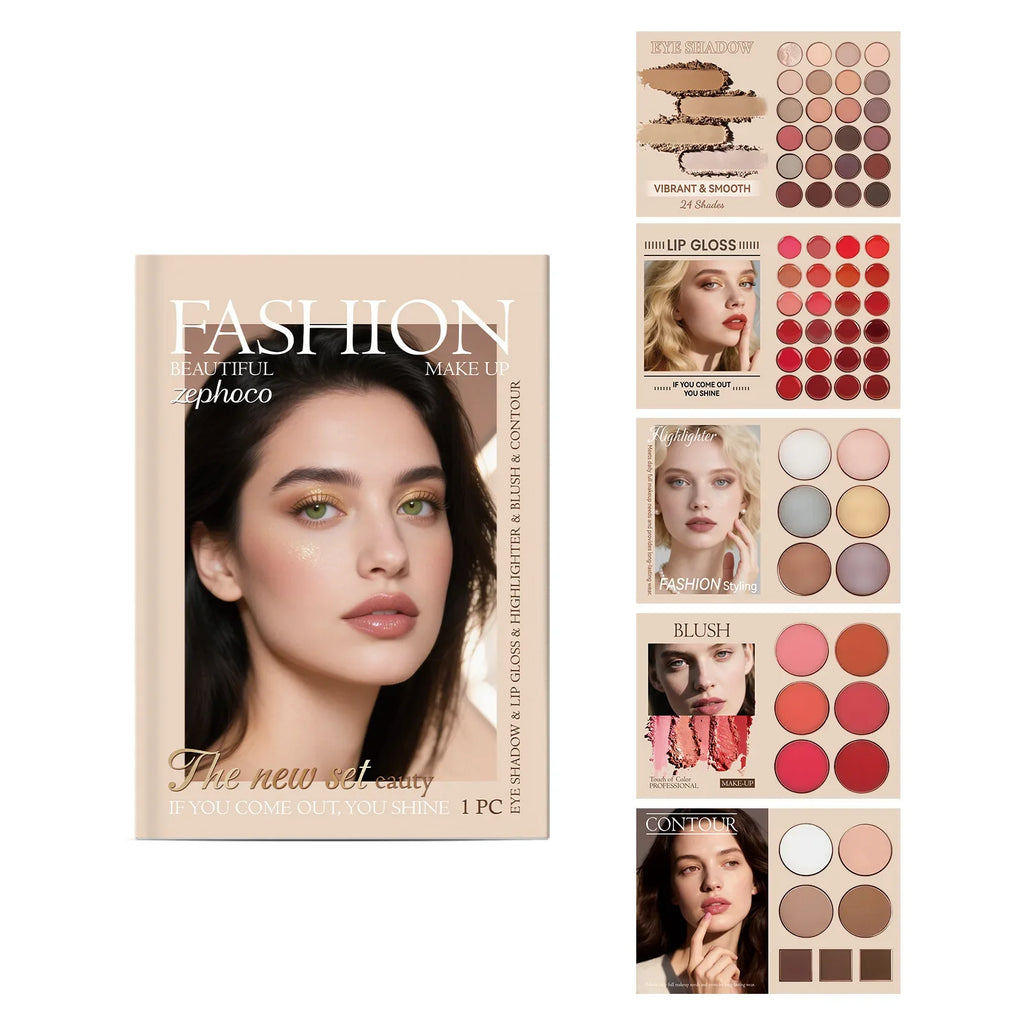 Zephoco All-in-One Makeup Set – Eyeshadow, Lip Gloss & Blush