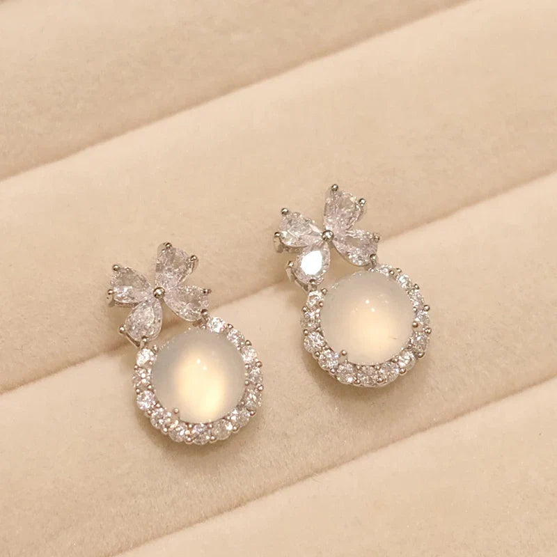 Huitan Bow Opal & CZ Stud Earrings – Women's Fashion Jewelry