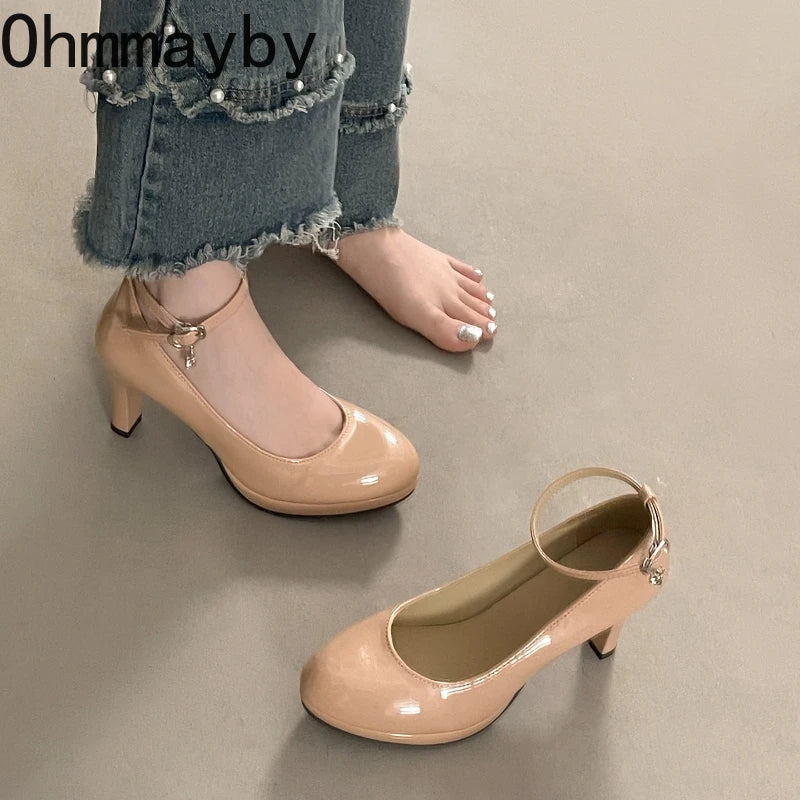 Women's Mary Jane Pumps – Ankle Strap Square Heel Dress Shoes
