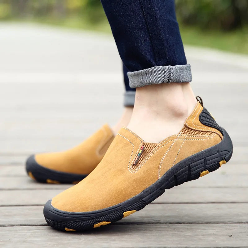 YBQJOO Men's Leather Loafers – Handmade Slip-On Moccasins
