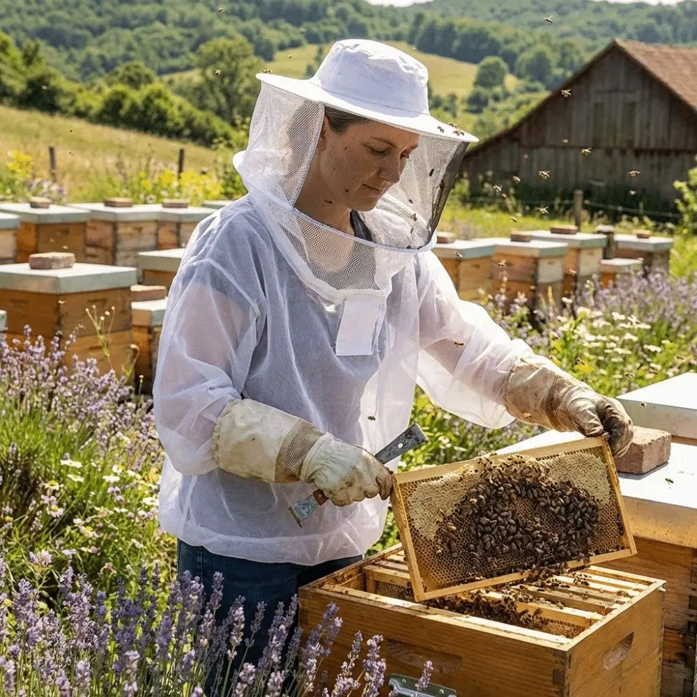 Breathable Mesh Beekeeping Jacket with Hooded Veil | Half Body