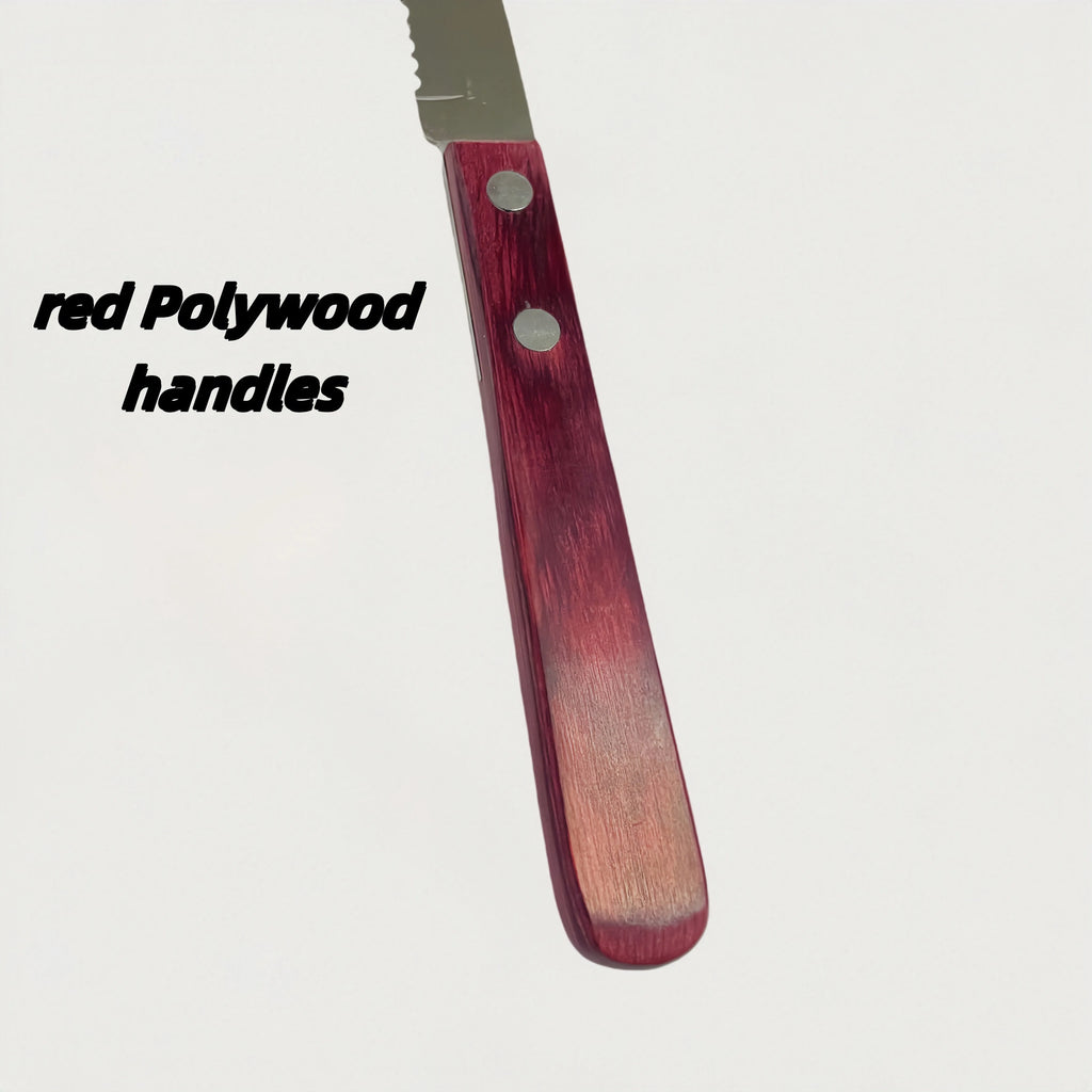 Stainless Steel Steak Knife – Red Polywood Handle | Dishwasher Safe