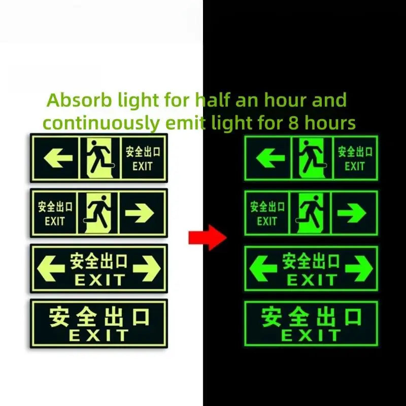 Glow in the Dark Exit Floor Stickers – Evacuation Signs 2/6 Pack