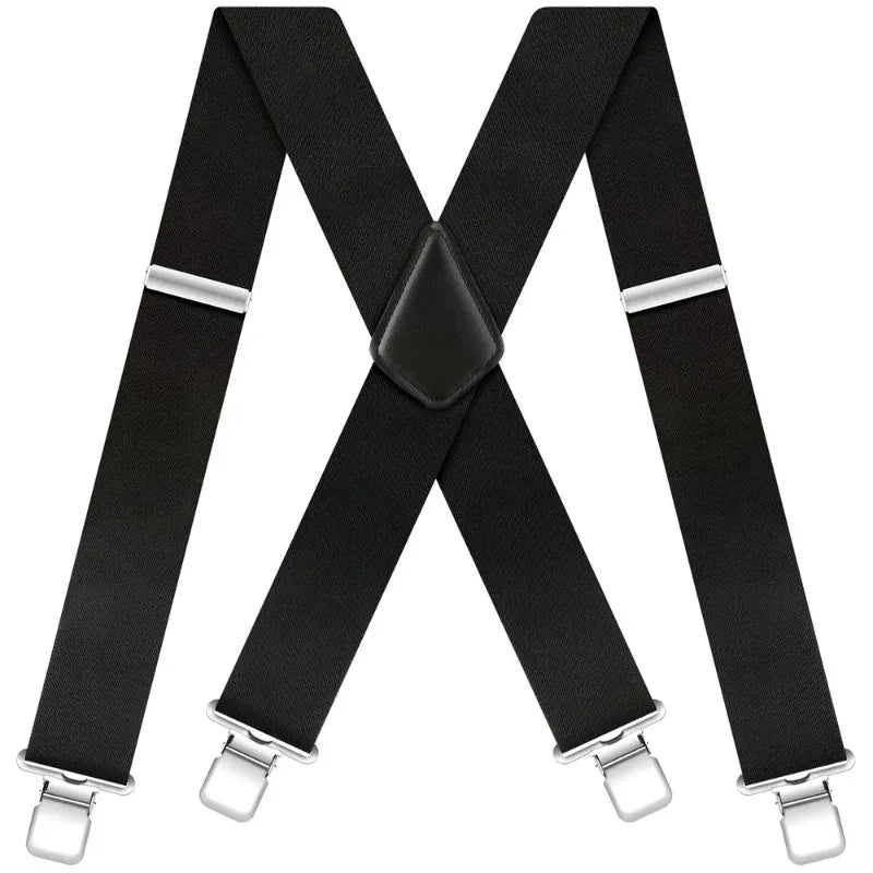Men's Heavy-Duty Wide Elastic X-Back Suspenders