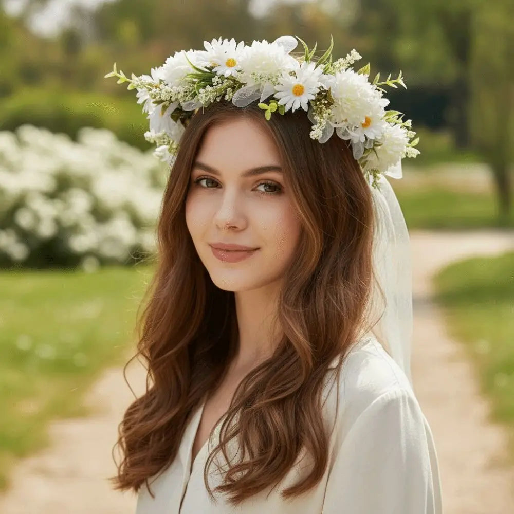 Floral Crown Bridal Headband – Flower Wreath Hair Tiara