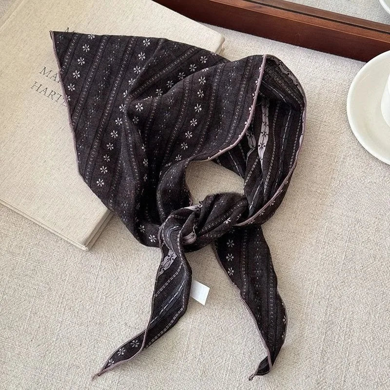 Vintage Floral Triangle Scarf – Boho Bandana Headband Women