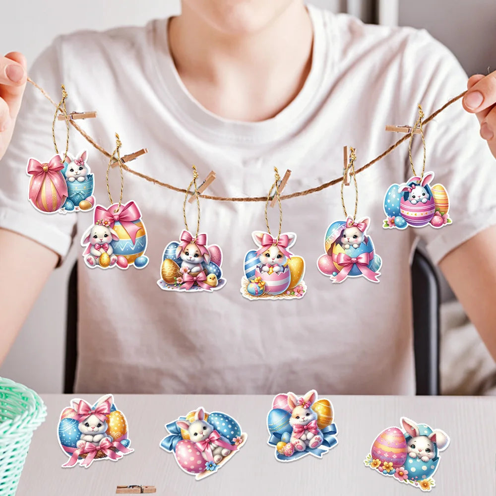 Easter Hang Tags – Cartoon Lamb & Rabbit Paper Gift Labels