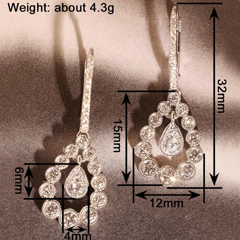Huitan Waterdrop Drop Earrings – Sparkling Cubic Zirconia