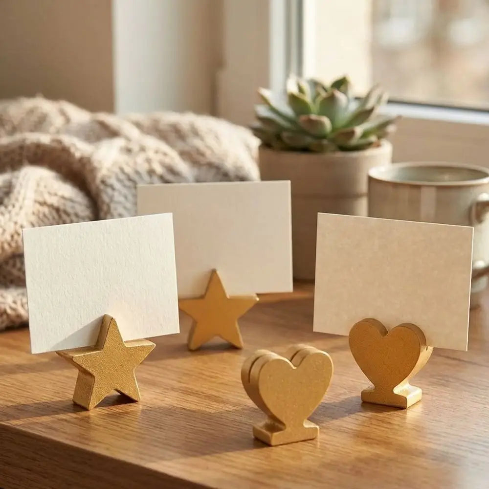 12PCS Gold Star Heart Table Number Card Stands | Photo Clips