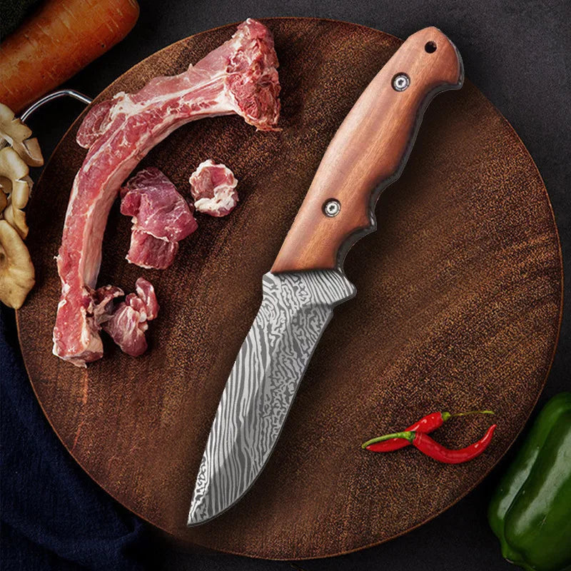 Hand Forged Butcher Knife with Sheath – 10.5" Stainless Steel