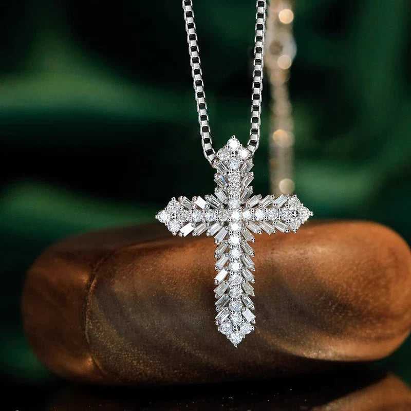 Huitan Crystal Cross Pendant Necklace | Cubic Zirconia Women