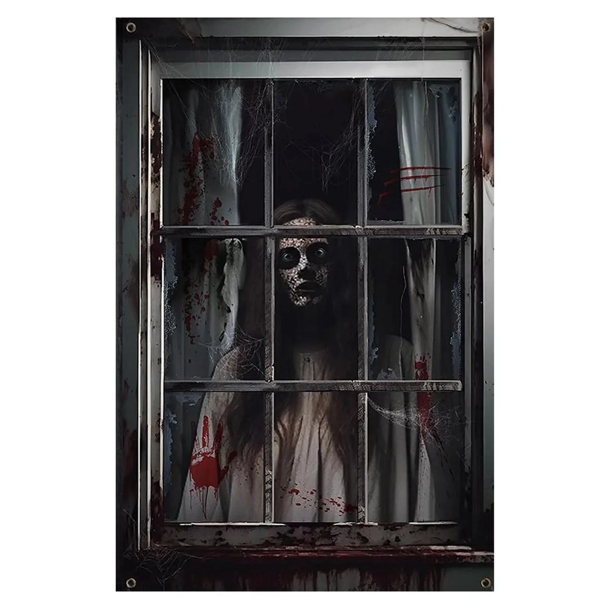 Halloween Window Silhouette Poster | Spooky Window Decoration