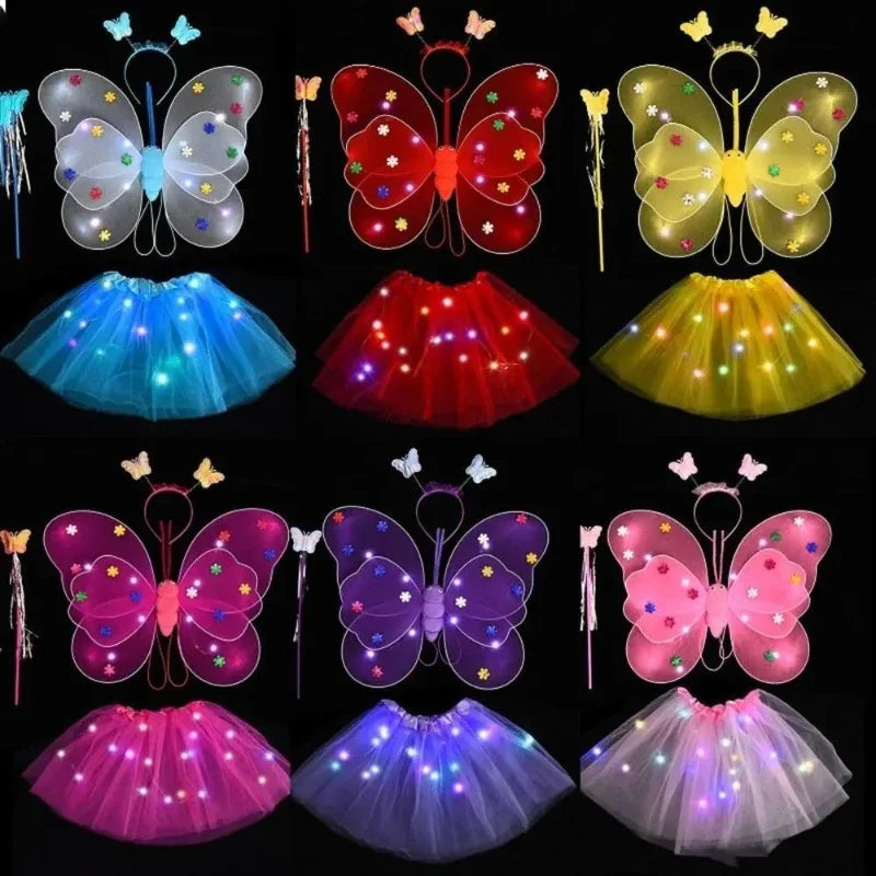 Luminous Wings Flashing Butterfly Skirt Lights Suit LED Children