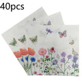 40PCS Watercolor Floral & Butterfly 3-Ply Disposable Paper Napkins
