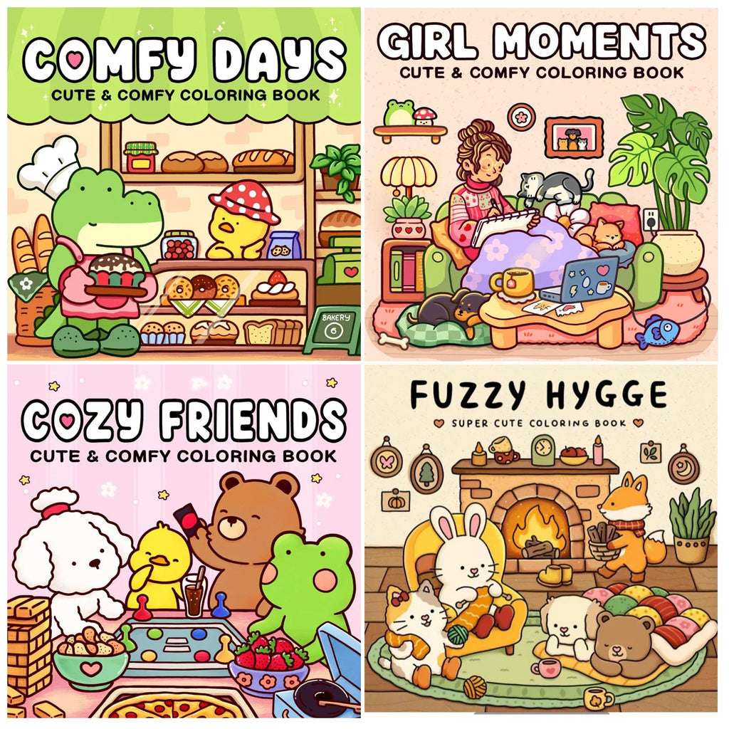 Adorable Creatures Cozy Coloring Books Relaxation Hygge Moments Fun