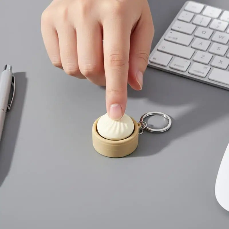 Cute Baozi Fidget Keychain – Squishy Dumpling Pendant Toy