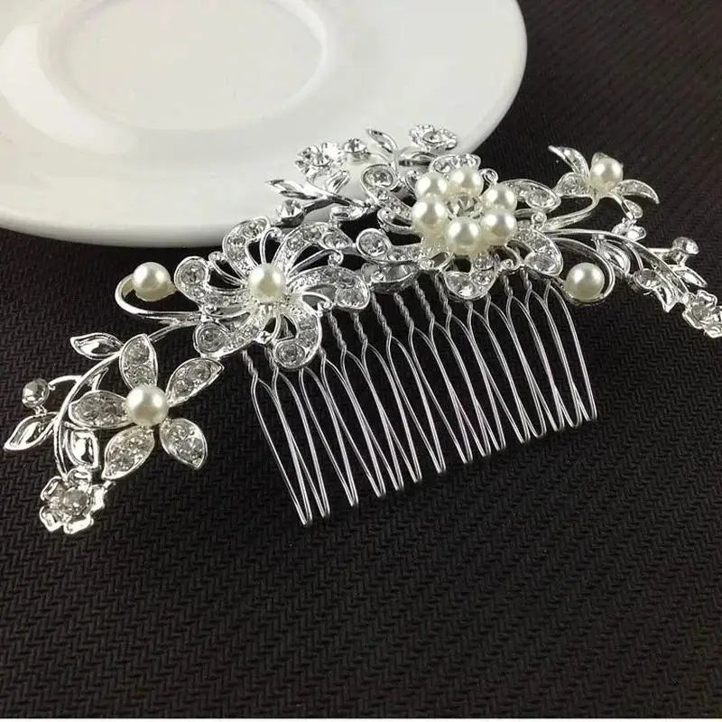 Rhinestone Bridal Hair Comb Alloy Crystalpearl Tiaras Crystal