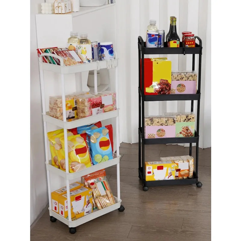 3/4-Tier Rolling Storage Cart with Lockable Wheels | Kitchen & Bath