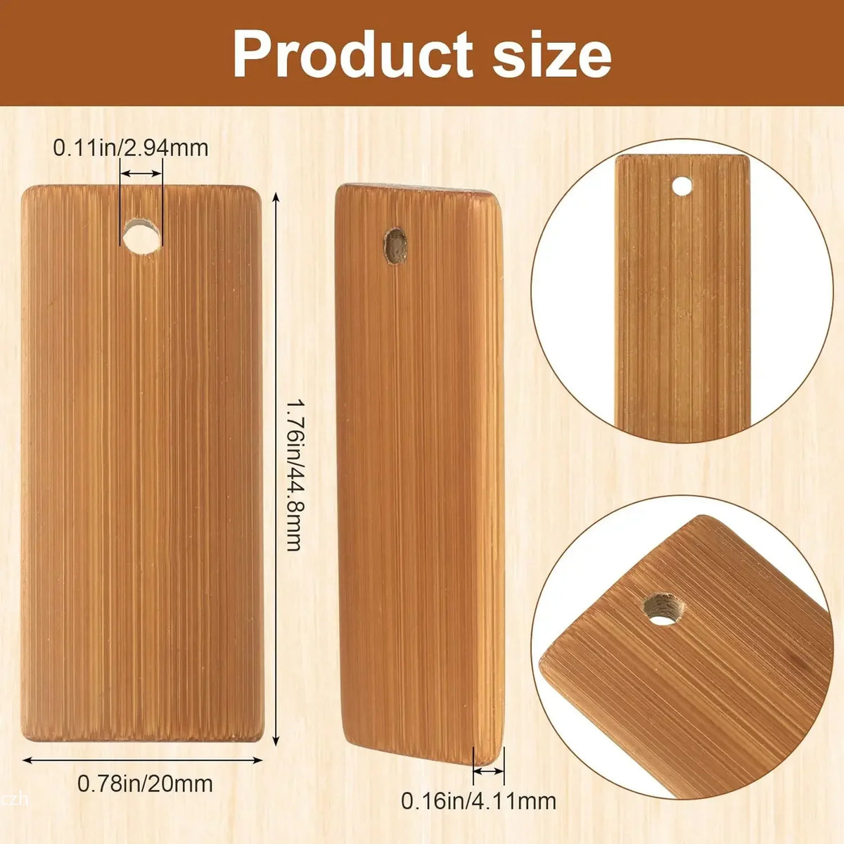 50 Pcs Bamboo Blank Tags 45x20mm – DIY Keychain Engraving Blanks