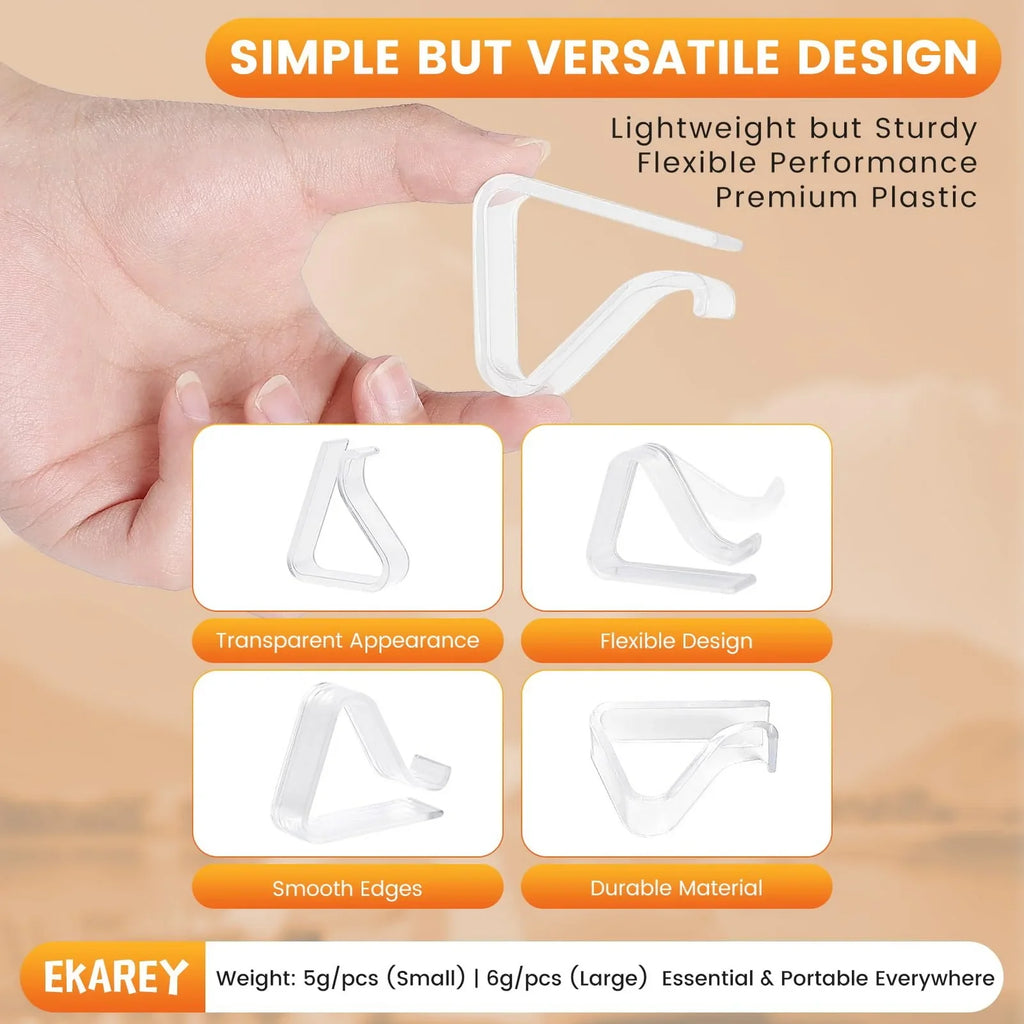 Clear Plastic Tablecloth Clips – Windproof Non-Slip Clamps
