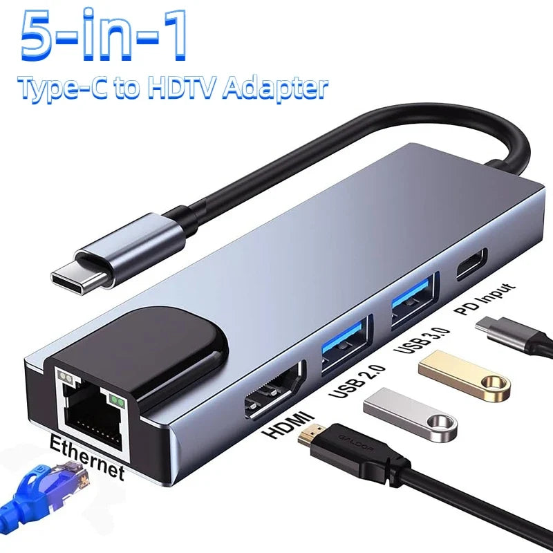 USB-C Docking Station 5-in-1 & 8-in-1 HDMI RJ45 USB Hub