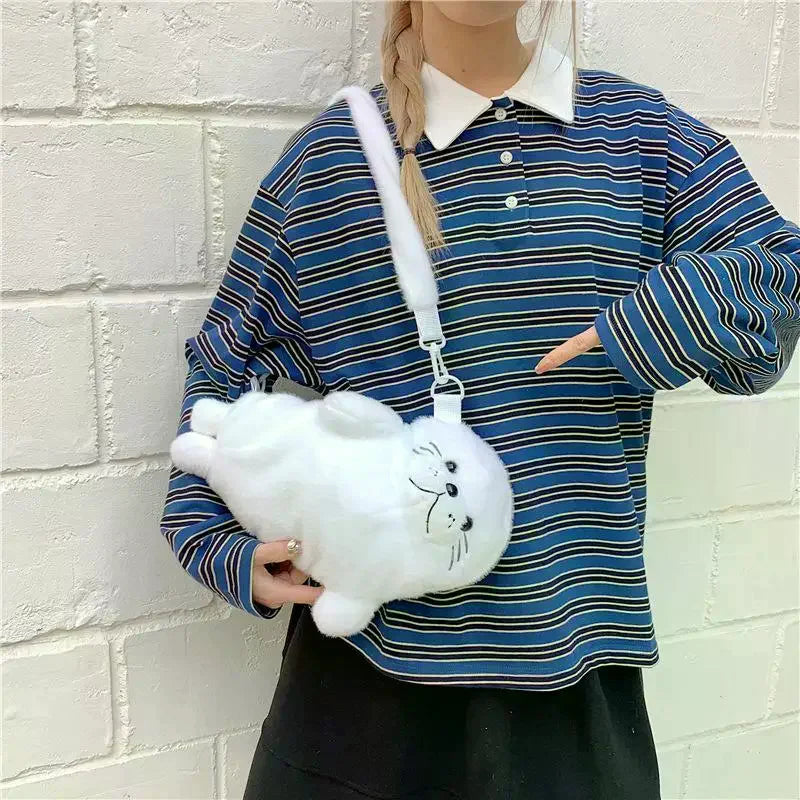 Cute Seal Plush Crossbody Bag – Soft Cartoon Shoulder Pouch