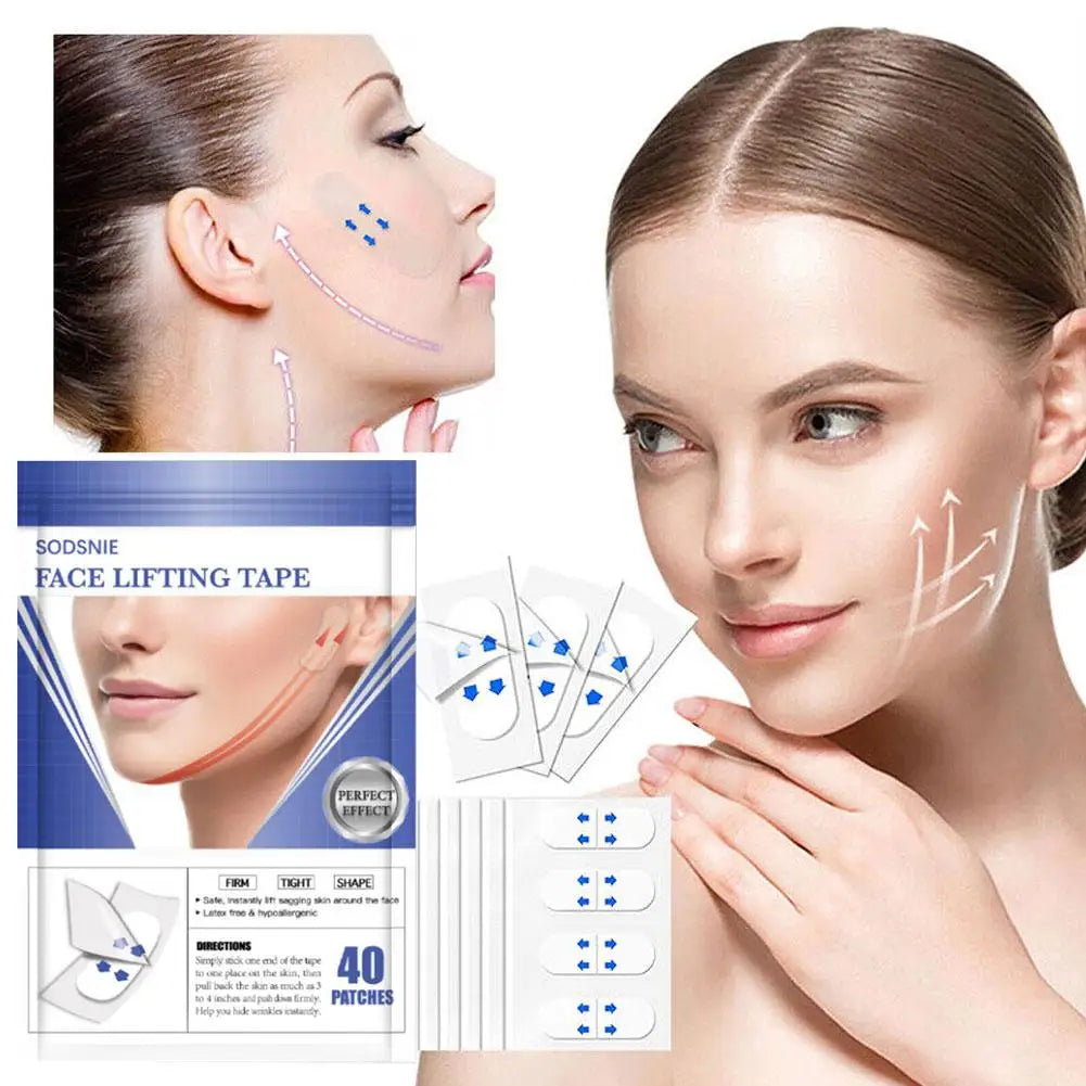 Eelhoe 40-Pack Invisible Face Lift Tape – V-Shape Patches