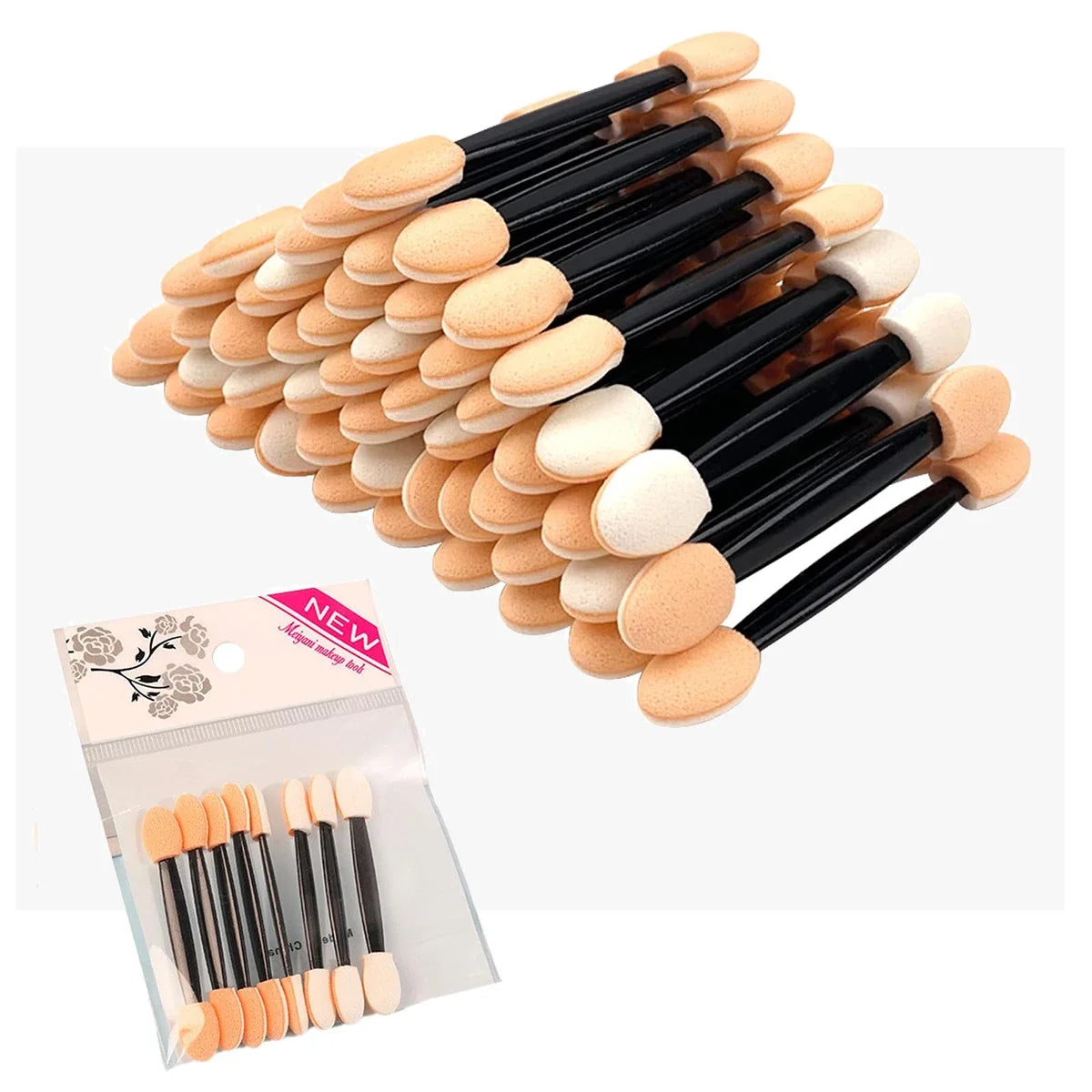 Disposable Eyeshadow Applicator Sticks – Double-Sided Sponge