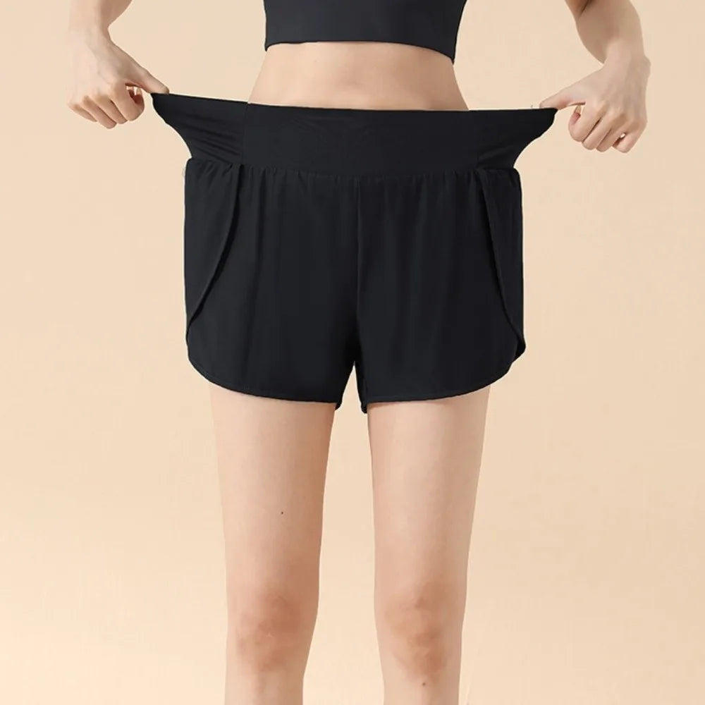 Women's 2-in-1 Yoga Shorts – Anti-Glare, Side Pockets, Breathable