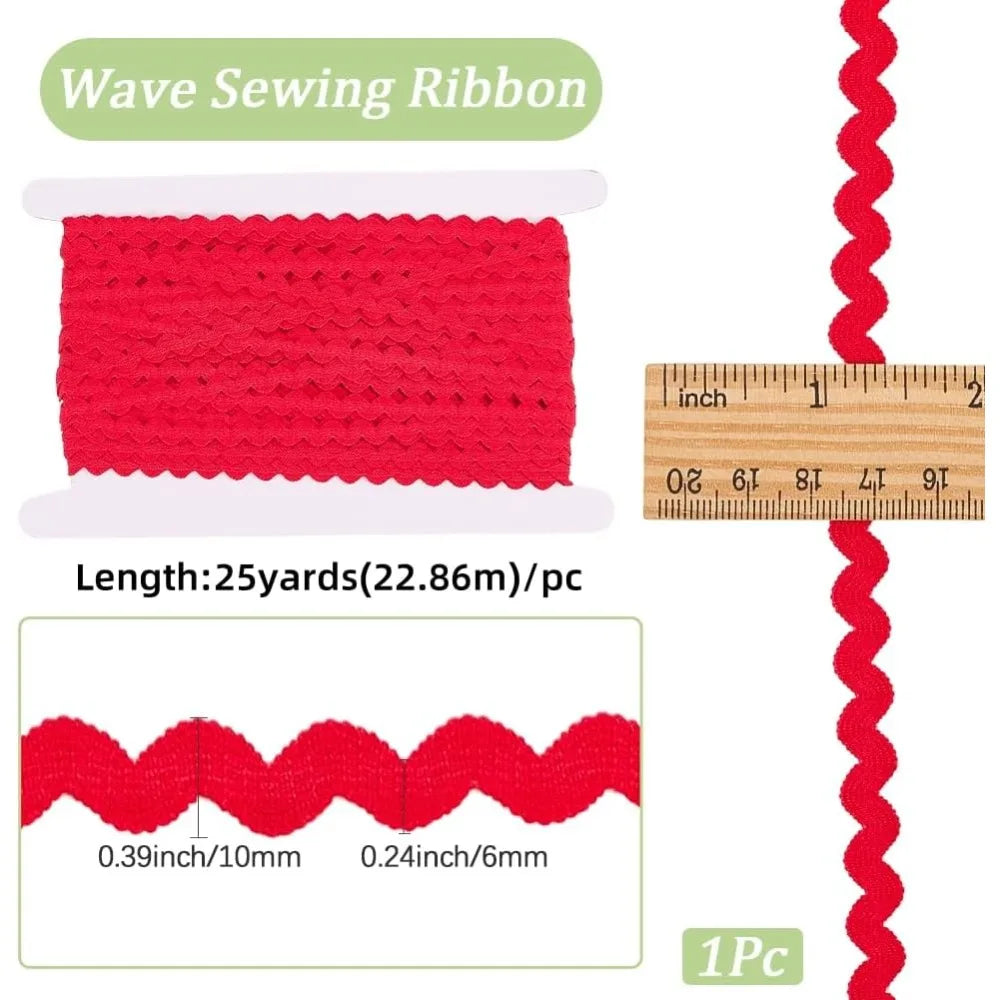25 Yards Firebrick Rick Rack Ribbon 3/8 Inch Polyester Wave Trim