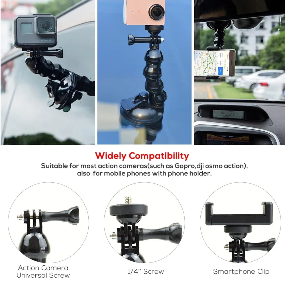 Windshield Suction Cup Mount for GoPro, DJI & Smartphone