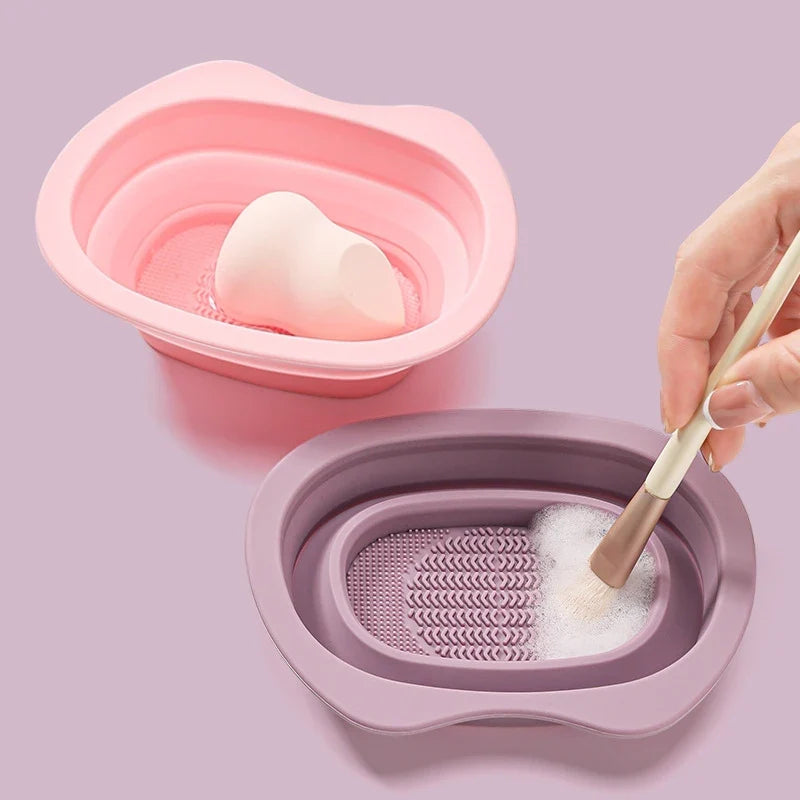 Foldable Silicone Makeup Brush Cleaning Bowl | Washing Tool