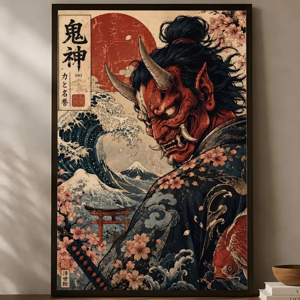 Japanese Rising Skeletons Self-Stick Wall Art Poster – HD Waterproof