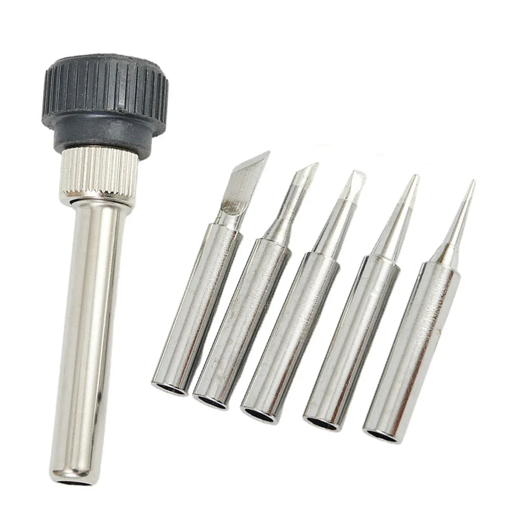 6-Piece 900M-T Soldering Iron Tips Set with Handle