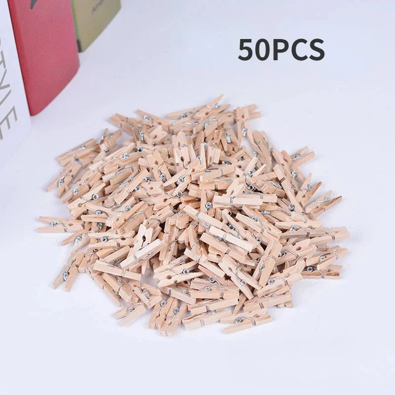 Natural Wood Mini Clothespins 50/100pc – Laundry & Craft Clips