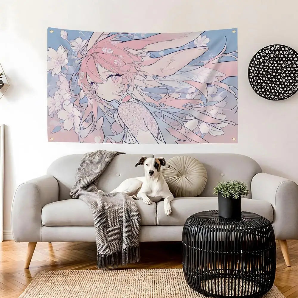 Anime Angel Girls Kawaii Wall Flag – 6 Sizes | Indoor & Outdoor