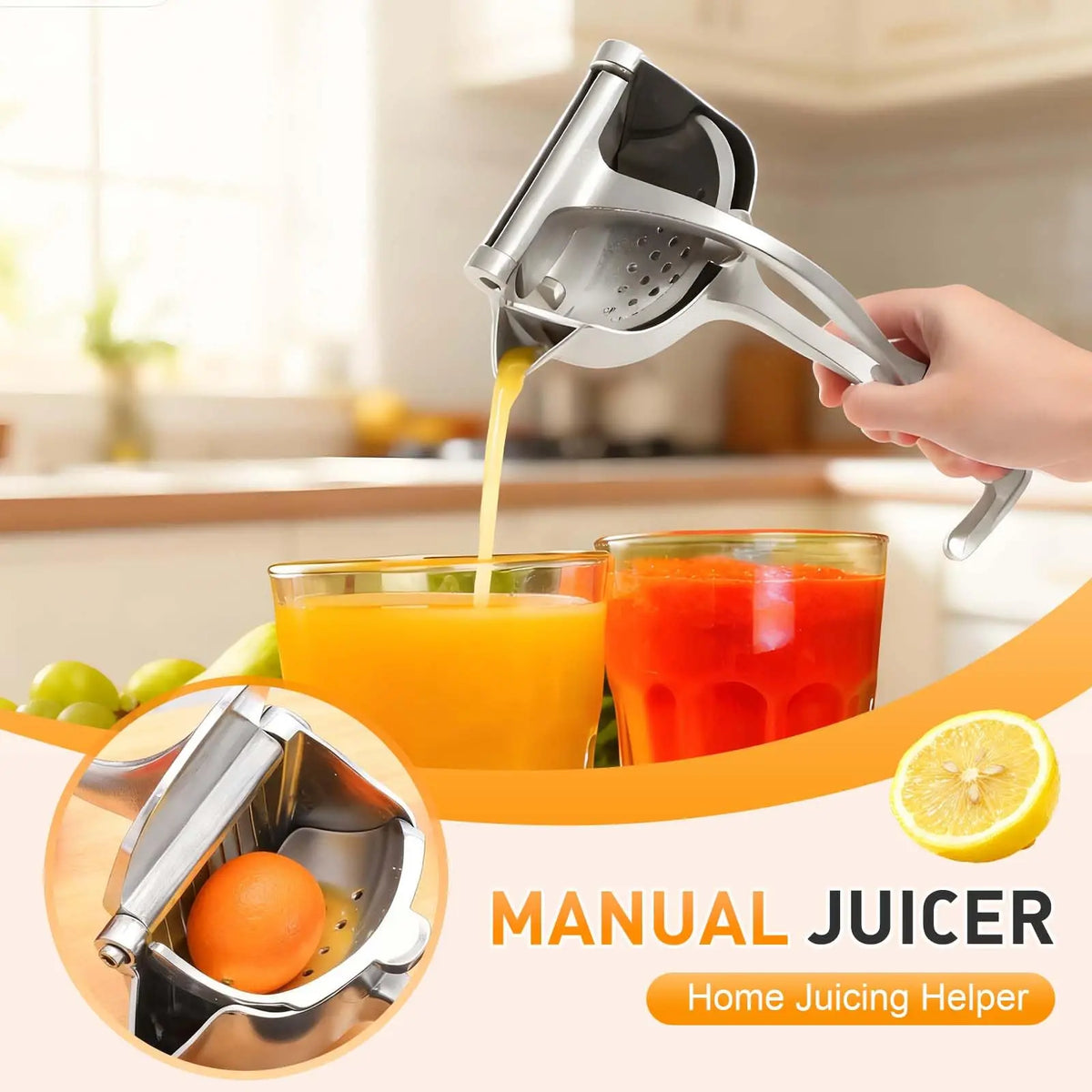 Real Aluminum Alloy Lemon Squeezer Citrus Juicer Hand Press Heavy