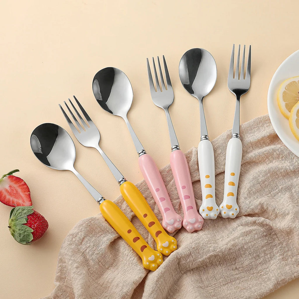 Kids Stainless Steel Fork & Spoon Set – Crocodile Handle