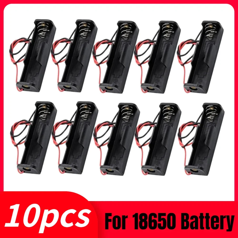 10-Pack 18650 Battery Holder Case 1-Slot with Wire Leads – DIY