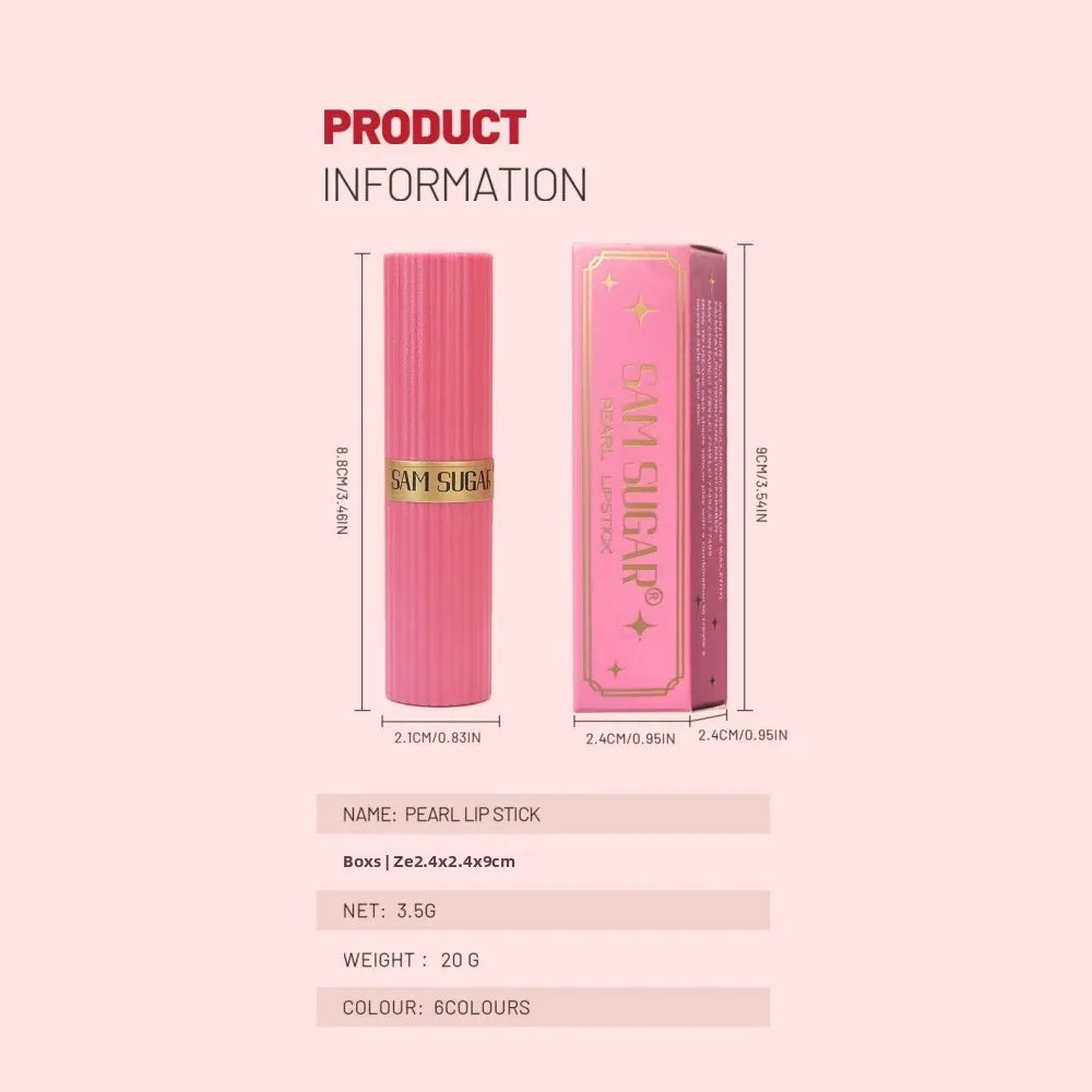 SAM SUGAR Metallic Glitter Lipstick – Shimmer Pearl Lip Gloss