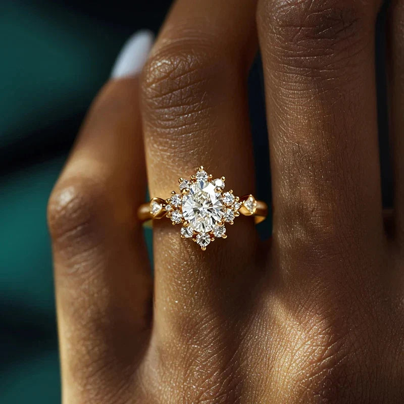 Huitan Dazzling CZ Ring for Women – Trendy Engagement Band